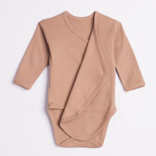 227097 Nicol BENEK Body incrociato 100% cotone marrone manica lunga