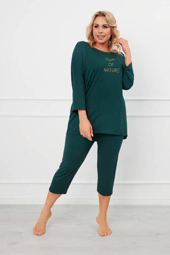 Natura Donna Pigiama 3/4 Moda Italiana - verde