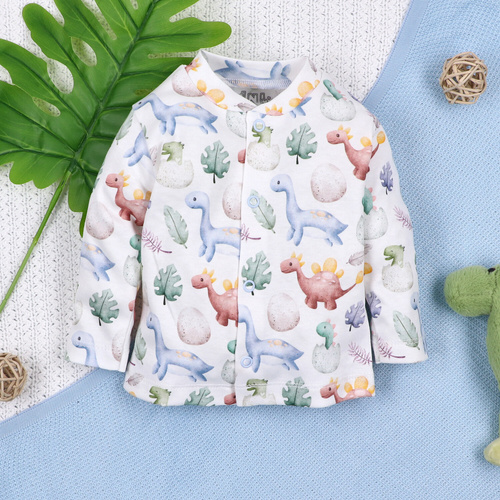 ABN-5570 Kaftano per bebè Dino Explorer di Nini - cotone organico, chiusura con bottoni a pressione