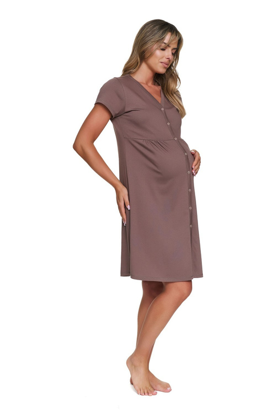Camicia Premaman Doctor Nap 7547 100% Cotone per Allattamento Donna mocca