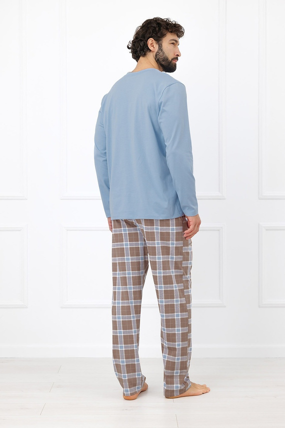 Italian Fashion Dante Pigiama Uomo Cotone Pantaloni Lunghi a Quadri - acciaio