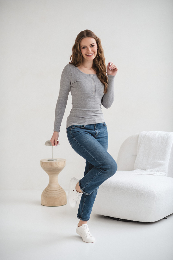 Tummy Milk&Love maglia premaman e allattamento in viscosa light gray melange