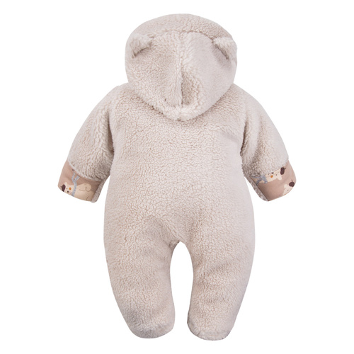 Tutina per bambino Beary Cool Eevi - pelle di agnello, beige, con orecchie e zip