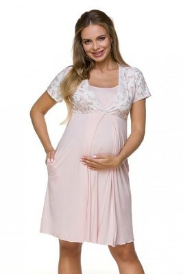 3123 Lupoline Camicia da notte per gravidanza e allattamento - rosa