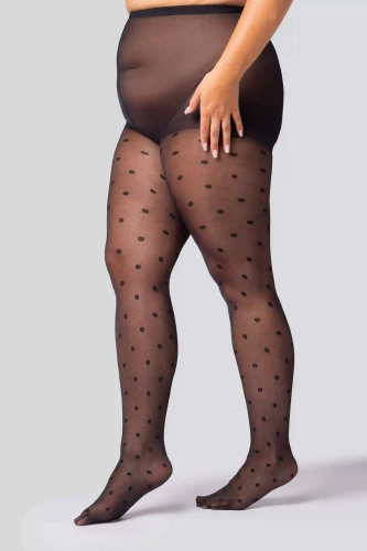 Collant a pois Mona Queen Size 30 den - a pois, semi-opaco, elegante