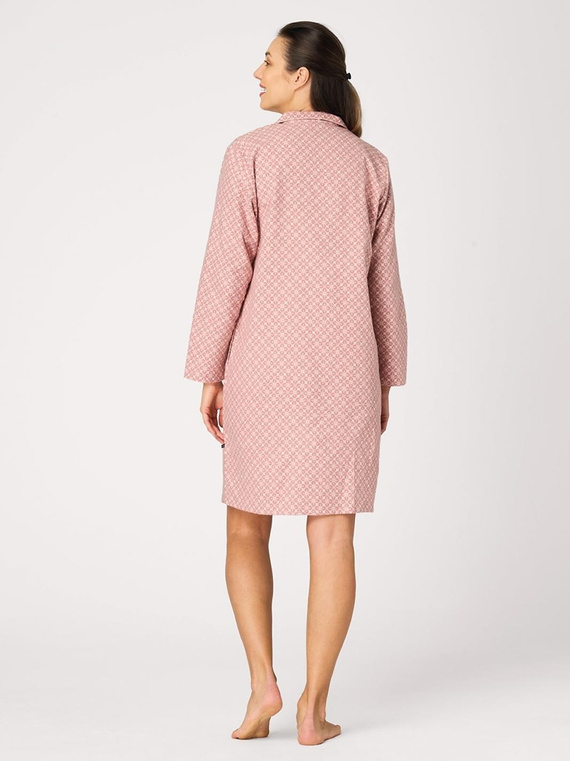 Camicia da notte Key LND 743 rosa – flanella di cotone, con bottoni