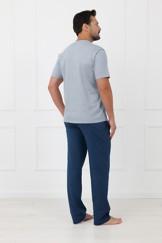 Pigiama uomo Devon Italian Fashion in cotone con pantaloni lunghi melange