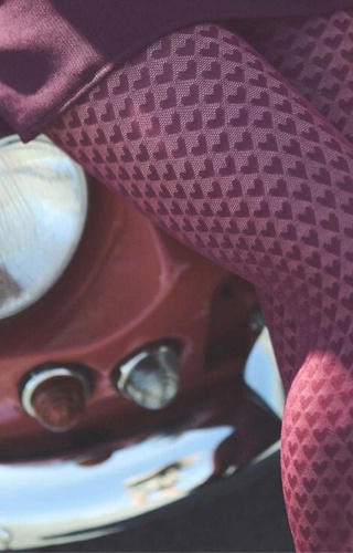 1233 Collant Cherie Gabriella 60 den bordeaux - motivo a cuore, 3D