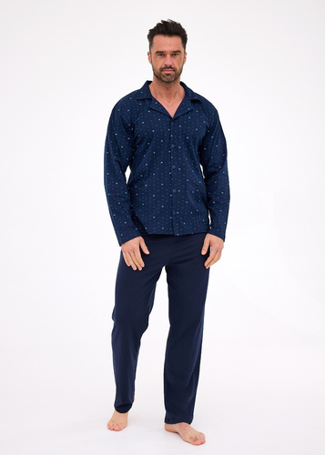 114/80 Pigiama da uomo Cornette | Aperto sul davanti, 100% cotone, collo e tasche