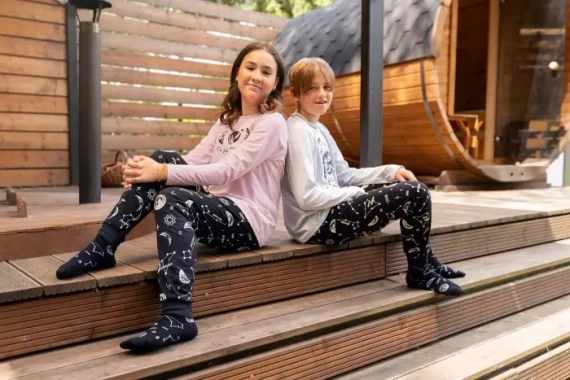 Umbra Pigiama bambina, manica lunga e pantaloni Moda italiana - salmone/stampa