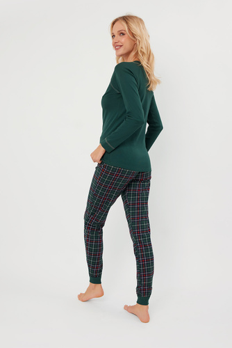 Foggia Pigiama donna manica lunga, pantalone lungo Moda italiana - verde/stampa