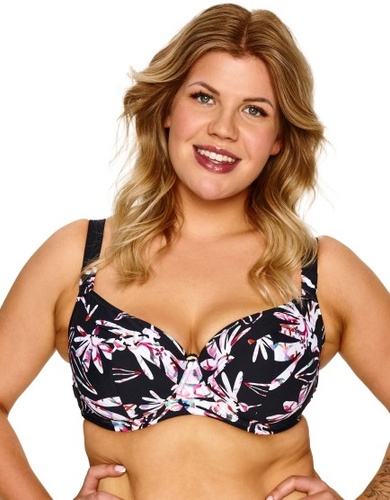Biustonosz Rosa Big Lupoline czarny floral full cup per seno grande