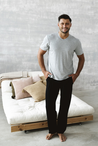 Dallas Pigiama uomo manica corta, pantaloni lunghi Moda italiana- melange/nero