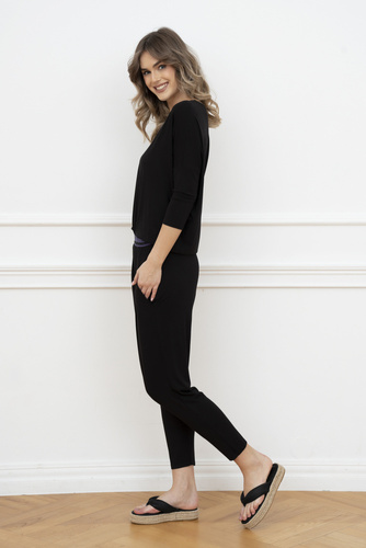 Stile Set donna con maniche a 3/4, lunghezza.pantaloni moda italiana neri