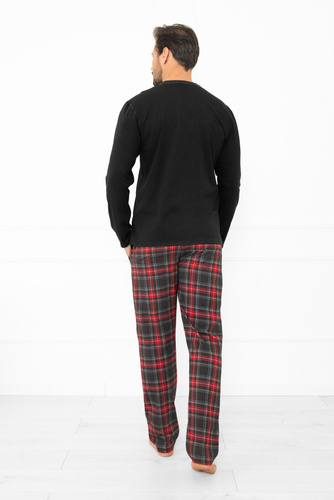 Rusoli pigiama uomo Moda Italiana melange scuro - cotone a quadri, lungo, confortevole