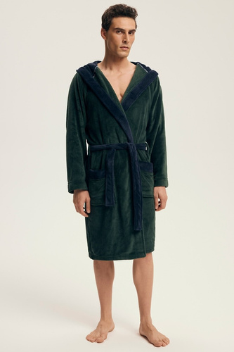 Accappatoio Henderson da uomo 43377 Natch green- cappuccio, maglia calda, comfort ed eleganza