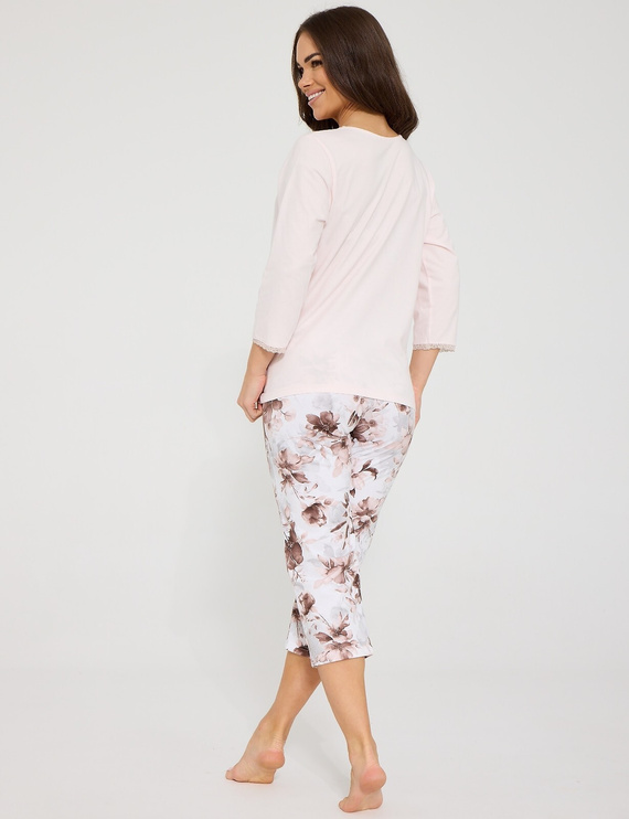 Cornette Ophelia 1104/496 Pigiama Donna 100% Cotone Pizzo Rosa