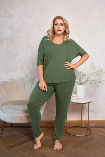 Paramo Set donna a maniche corte, lunghezza. pantaloni Moda Italiana - kaki