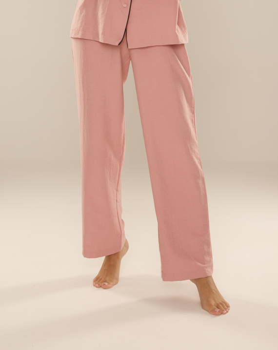 Pantaloni pigiama da donna Maeve 875 De Lafense - lunghi, tinta unita, con tasche - rosa