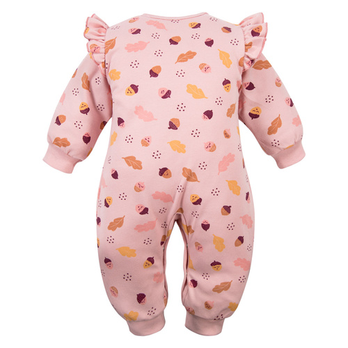 Fluffy Tails Eevi baby pajacifier rosa - in cotone, senza piedi, con bottoni a pressione