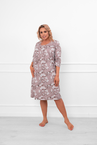 Camicia da notte da donna in cotone Oshima con maniche a 3/4 e motivo floreale Moda italiana