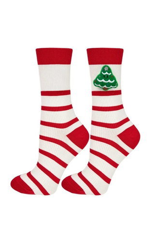 Calzini da donna Moraj CDC700-036 in cotone a coste, in stile festivo, con applicazione 3D