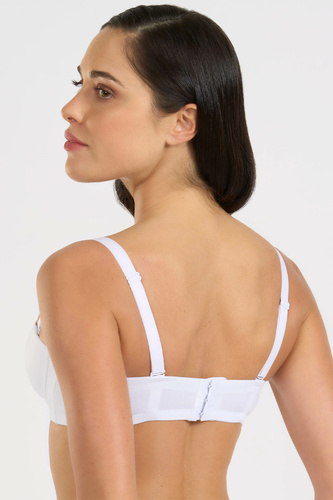 391 Reggiseno Bandeau Bianco Selene Bardotka Imbottito con Spalline Staccabili