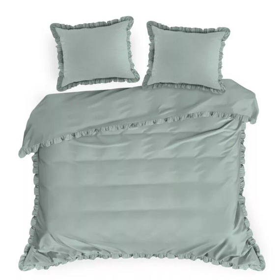 Biancheria da letto in cotone con volant Eurofirany 100% cotone con cerniera salvia