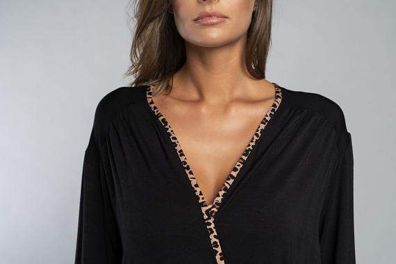 Eila Accappatoio Moda Italiana manica 3/4 - stampa leopardo
