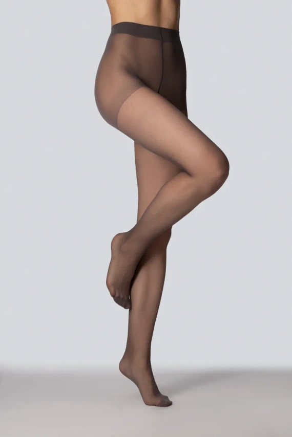Mona Viola collant donna 20 DEN classici lucidi con punta rinforzata fumo