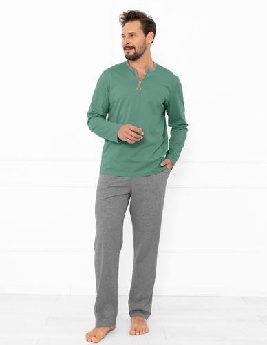 Pigiama uomo Julius Italian Fashion salvia - cotone, camicia con bottoni