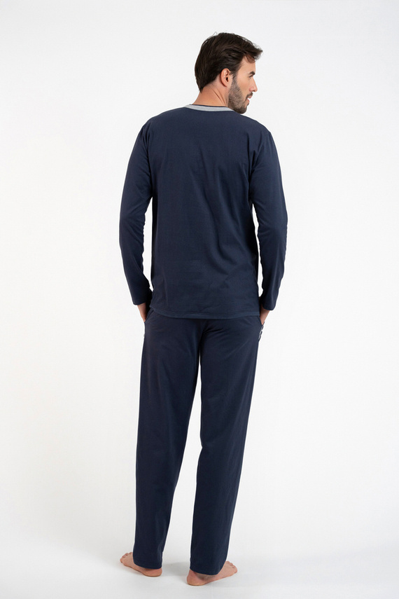Zbyszek Pigiama uomo manica lunga, pantaloni lunghi Talian Fashion - blu navy