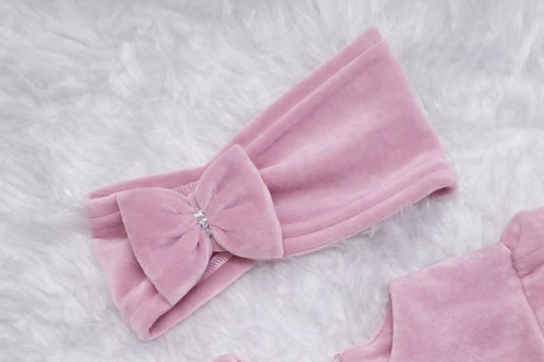 Fascia Amelka con fiocco Bambarillo rosa cipria