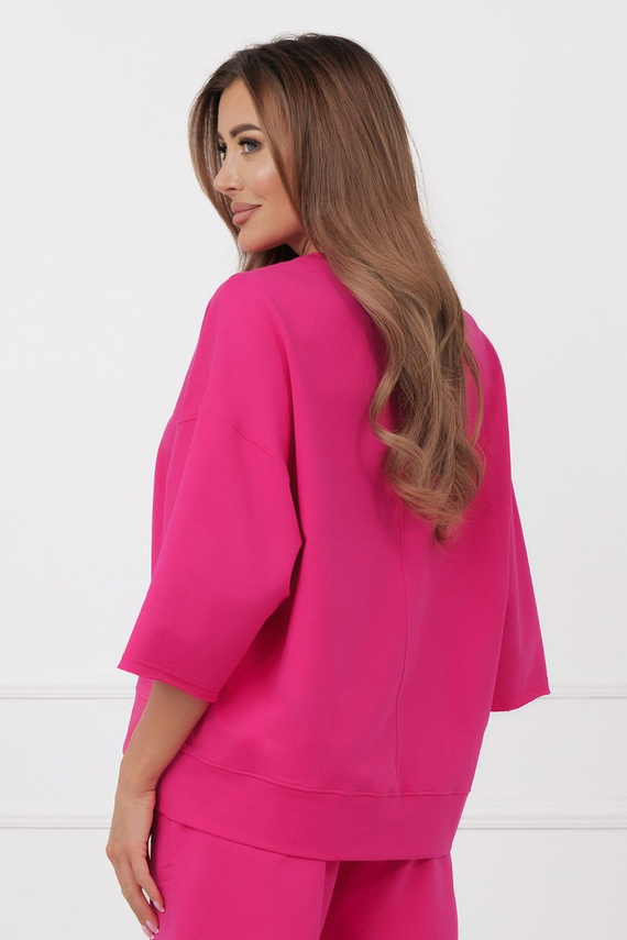Felpa Kaori Italian Fashion 3/4 manica cotone elastan - fucsia