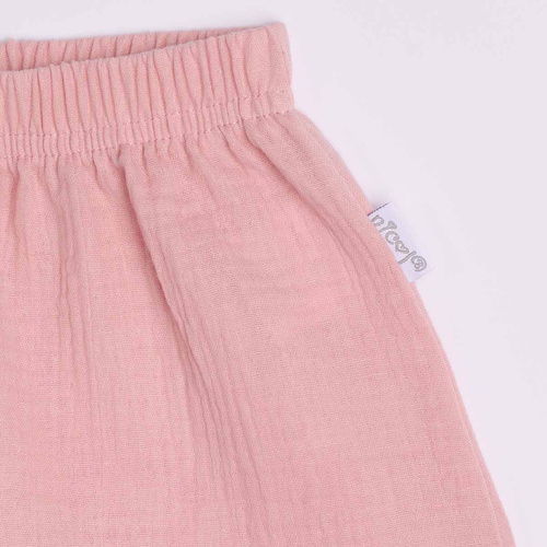 Shorts estivi da ragazza Nicol 224316 in mussola 100% cotone rosa