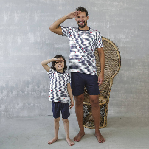 Korfu Pigiama bambino manica corta, pantaloni Moda italiana - stampa/verde