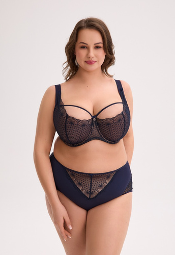 Gaia Veda BSM 1323 Maxi blu navy - Reggiseno semi-morbido con pizzo