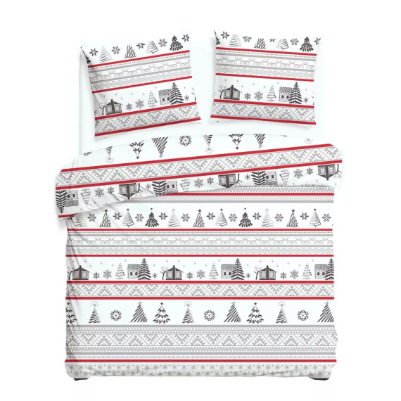 31514/1 Biancheria da letto natalizia in flanella Flanelove Darymex grigio rosso- set 100% cotone, caldo e morbido