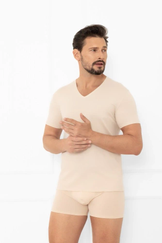 T-shirt Apollo uomo, collo a lupetto Moda italiana - beige