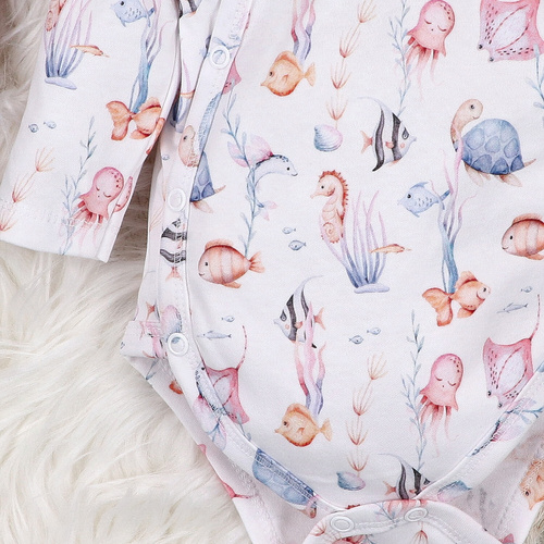 ABN-5471 Mondo sommerso Nini, busta a maniche lunghe - cotone biologico, per neonati