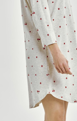 3431 Adele Camicia donna grigio Taro - cotone, fantasia frutta, manica 7/8