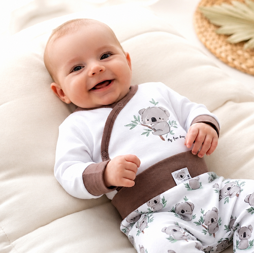 ABN-5202 Body incrociato Nini Sweet Koala bianco 100% cotone organico