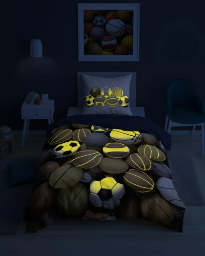 5552 A Fluo 95 Luminoso al buio pallone sportivo misto biancheria da letto | 100% cotone | Per bambini Detexpol