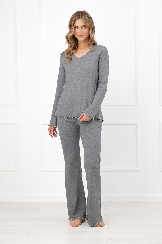 Pigiama donna Italian Fashion Jaśmina 100% cotone pizzo pantaloni a zampa