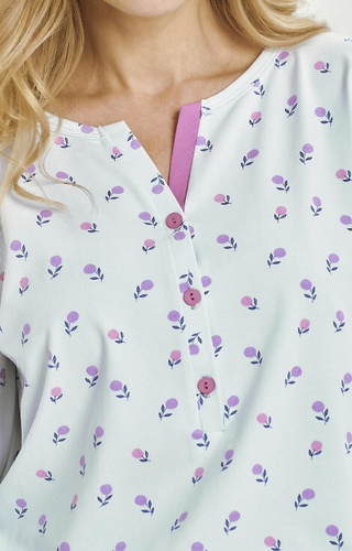 3446 Pigiama donna Yolanda Taro blu - camicia 7/8 in viscosa, pantaloni in cotone