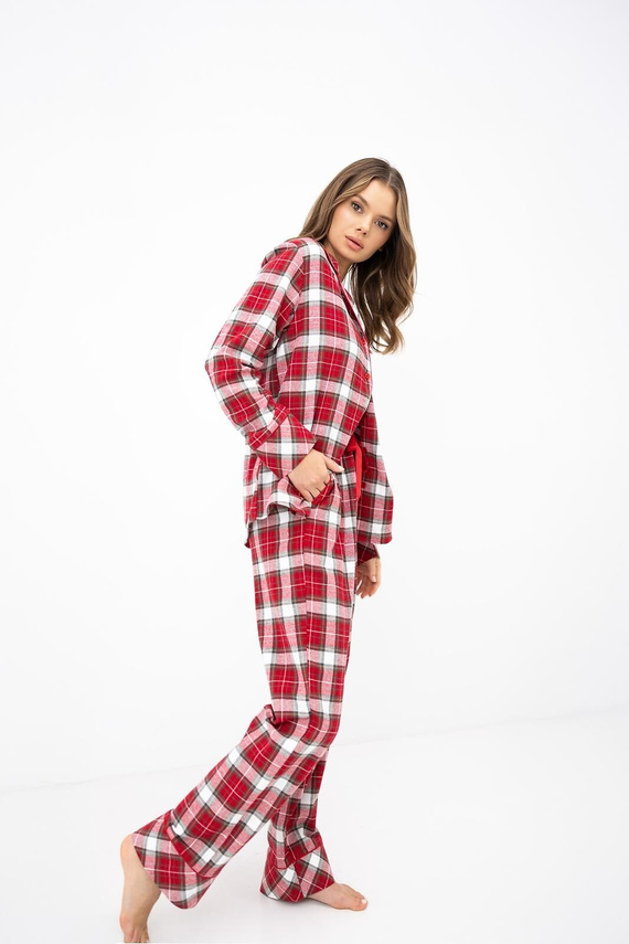 Pigiama Alivia Sensis - pigiama da donna in cotone con camicia a quadri e pantaloni lunghi