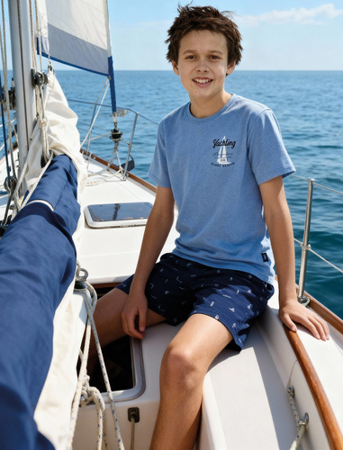 Pigiama bambino Cornette Young Boy 790/127 Pacific in cotone blu