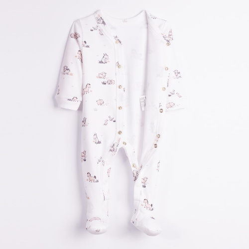228031 Nicol FARMA Pagliaccetto neonato 100% cotone animali crema