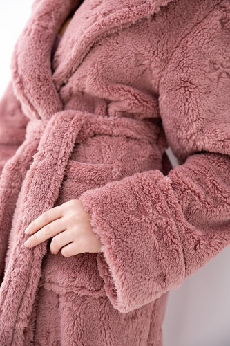 Sensis Dolly Accappatoio Donna Morbido con Cappuccio e Fiocchi Rosa Cipria