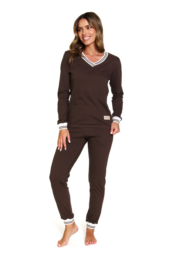 Doctor Nap 4504 - Pigiama da donna in cotone a coste - stile e comfort quotidiano - brownie